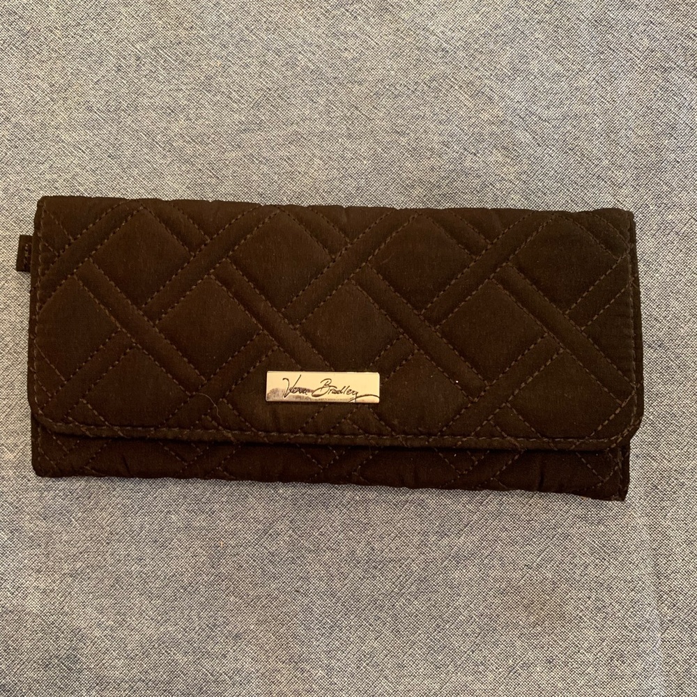 Vera Bradley brown quilted trifold wallet